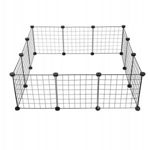 Schwarzer Metall-Laufstall für Hunde, Katzen und Kaninchen, 108 cm - Zwinger, Verschlag, Käfig, Zubehör