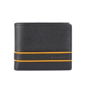 CROSS Brooks Mark ID Pénztárca - Fekete bőr pénztárca sárga csíkos részletekkel - Férfi pénztárca