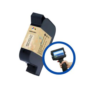 Tintasugaras patron vonalkódhoz, logóval, lejárati dátummal, kézi, pisztoly típusú, 12,7 mm, fekete