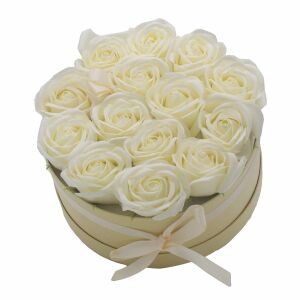 Rózsa box kör alakú díszdobozban – Krémszínű 134811244 - Ajándék ötlet Valentin-napra