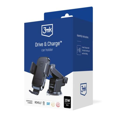 Autós töltő indukciós 3mk Drive  Charge +tartó (3MK487139) 136077278