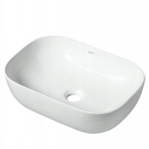 Umywalka nablatowa ceramiczna biała Rebiko, 46x33 cm, widok pod kątem - Umywalka