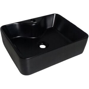 Téglalap alakú kerámia talapzatos mosdókagyló fekete