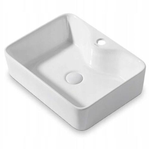 Biele keramické umývadlo na dosku, obdĺžnikový tvar