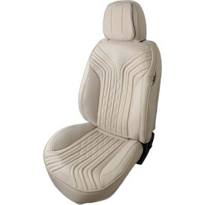 Deluxetuning kremowy pokrowiec na przednie siedzenie samochodowe z tkaniny z zagłówkiem - Pojazd i części