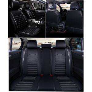 Colaj cu huse pentru scaune auto din piele ecologică cu dungi negre și albe - Huse pentru scaune auto