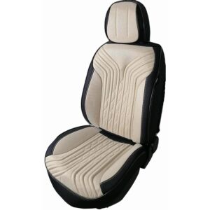 Deluxetuning kremowo-czarny pokrowiec na siedzenie samochodowe, materiał tekstylny - Pojazd i części