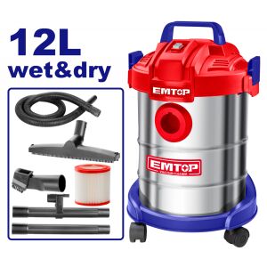 12 literes elektromos porszívó, nedves és száraz tisztításhoz, HEPA szűrővel - EVCR0801, EMTOP