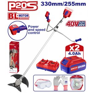 Elektrický vyžínač/krovinorez s 2 ks 4,0Ah batériami, bezkartáčovým motorom, 330/255 mm, s príslušenstvom - ELMR202523, EMTOP 135114601 - Kosačky na trávu a orezávačky