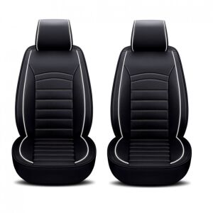 Set 2 huse scaune auto din piele ecologica neagra cu dunga alba - Huse pentru scaune auto