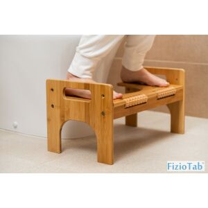 FizioTab Бамбукова тоалетна табуретка в употреба, регулируема височина, кафява - Свържете се с