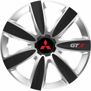 4 db-os GTX Karbon Szürke-Fekete Kerékagy Szett R16, Mitsubishhez
