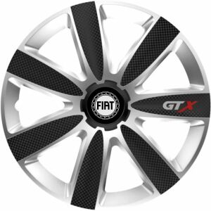 Set 4 Capace Roti GTX Carbon Gri-Negru R15, Pentru Fiat