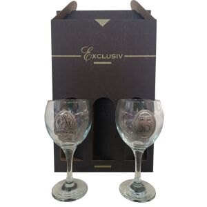 55.Házassági évfordulóra borospohár szett, smaragdlakodalomra