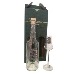 Születésnapra grappás szett: Grappa üveg és pálinkás pohár 'Boldog születésnapot' felirattal díszdobozban. - Pohár