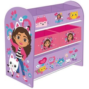 Шкаф за съхранение Gabi's Dollhouse Friends, органайзер за детски играчки с текстилни кутии - Рафт за съхранение на играчки и органайзер