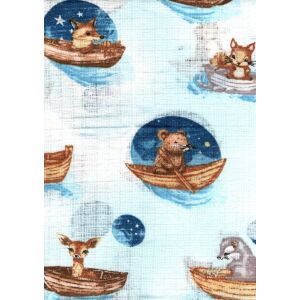 Mintás textil pelenka 1db-os - kis állatok a csónakba kék 134898725 - Textil pelenka