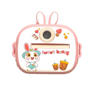 Cameră digitală roz cu imprimare instantanee pentru copii, cu design iepuraș - Sumker
