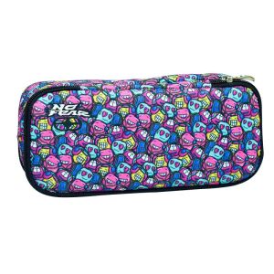 No Fear Federmäppchen mit Doppelreißverschluss und buntem Muster - Federmappen