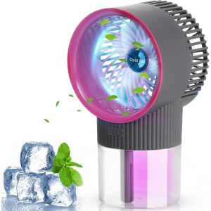 Ventilator portabil cu pulverizare, cu rezervor de apă de 350 ml și cuburi de gheață pentru răcire suplimentară - Ventilatoare