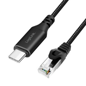 Logilink USB 3.2 Type-C Ethernet kábel, C/M   RJ45/M, 1 Gbps, aktív, fekete/szürke, 3 m 134923846