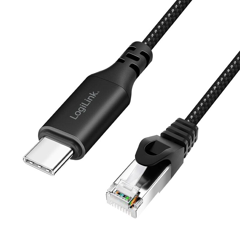 Logilink USB 3.2 Type-C Ethernet kábel, C/M RJ45/M, 1 Gbps, akt...