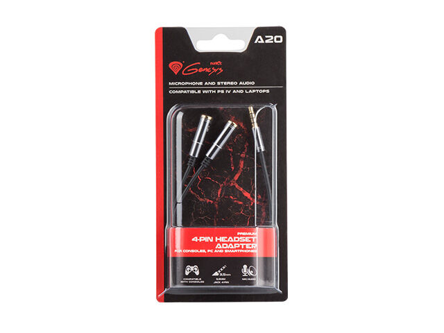 Genesis A20 Premium 4-PIN headset adapter PS4, PC és okostelefonokhoz