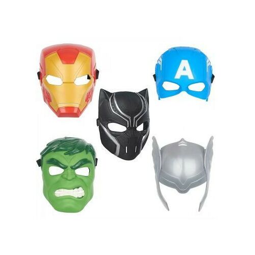 Marvel Avengers hős maszkok, köztük Vasember, Fekete Párduc, Amerika Kapitány, Hulk és Thor - Hasbro