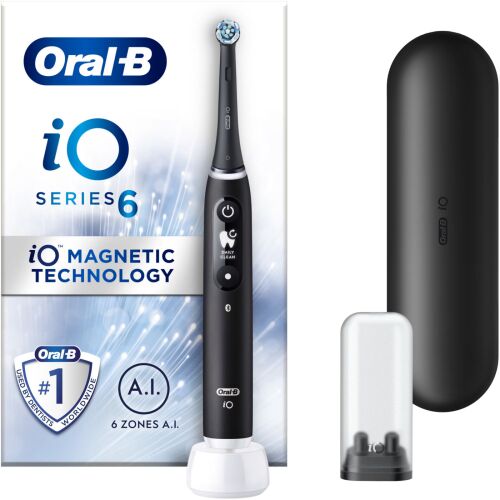 Periuta de dinti electrica Oral-B iO6 cu Tehnologie Magnetica si Micro-Vibratii, Inteligenta artificiala, Display led interactiv, Senzor de presiune Smart, Timer vizibil, 5 moduri, 1 capat, T 136190793