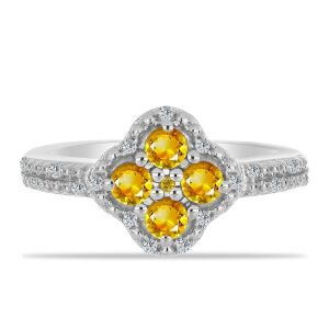 Ezüst Gyűrű Ural Citrinnel és Fehér Topázzal, Y59877/57 134965184 - Női gyűrű