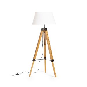 RENDL R14500 ALVIS/AMBITUS állólámpa fehér lámpabúrával és bambusz háromlábú talppal - Állólámpa