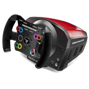 Kierownica wyścigowa Thrustmaster TS-XW z zamocowaną kierownicą, widok pod kątem - Rząd graczy