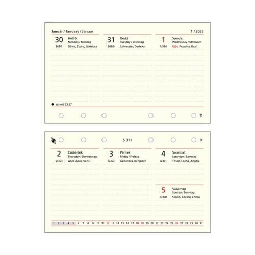 Kalendart Saturnus S311 heti beosztású gyűrűs betétlap csomag 134984904