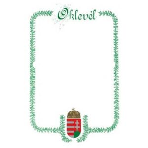 PD A/4 álló címeres zöld oklevél 134990270 - Előnyomott papír
