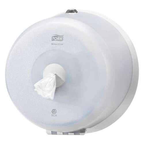 Tork SmartOne Mini dozownik do papieru toaletowego, biały, do mini rolek, z zamkiem, higieniczny, zmniejsza zużycie