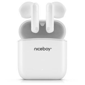 Niceboy HIVE Beans white wireless earbuds in charging case - Headphone and Bluetooth Speaker