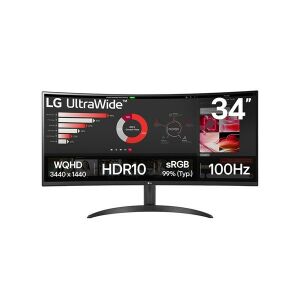 LG 34WR50QK-B.AEU 34 hüvelykes UltraWide ívelt monitor WQHD, HDR10 és 100Hz kijelzővel - LG Monitor