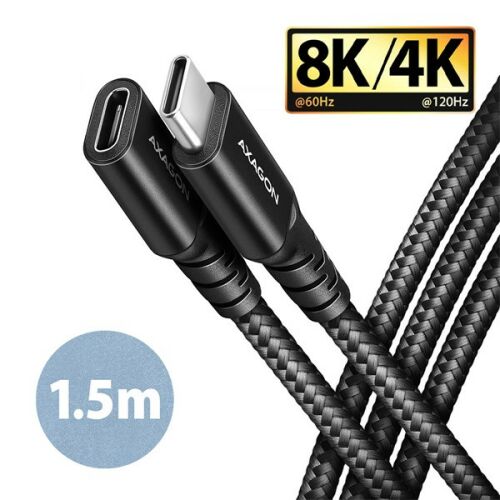 Axagon BUCM32-CF15AB 1.5m USB-C Hosszabbító Kábel, 8K/4K Támogatás