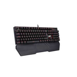 Szögletes nézet a Ventaris K600 HUN mechanikus billentyűzetről piros háttérvilágítással - Billentyűzet