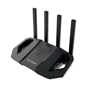 Router wireless negru ASUS TUF-BE3600, vedere unghiulară - Routere Wi-Fi, adaptoare