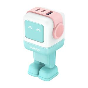 UGREEN Nexode RG (Robot GaN) 65W USB/2xUSB-C rózsaszín-kék hálózati töltő 135005160 - Ugreen