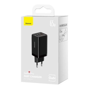 Baseus GaN5 Pro 65W gyorstöltő USB-C és USB-A portokkal, csomagolásban - Baseus