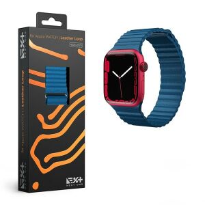 NextOne AW-4244-LTHR-BLU kék bőr Apple Watch szíj 42/44/45mm csomagolással - Okosóra szíj