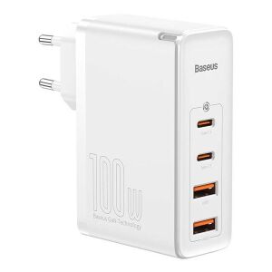 Baseus GaN2 Pro 100W fali töltő 2 USB és 2 Type-C porttal, fehér - Baseus