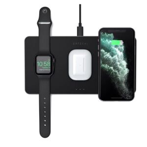 Satechi Trio vezeték nélküli töltőállomás Apple Watch, AirPods és iPhone töltés közben - Satechi