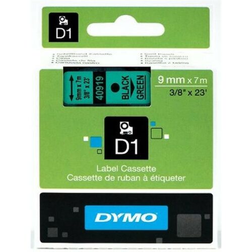 Dymo D1 9mmx7m fekete/zöld feliratozógép szalag 135010980