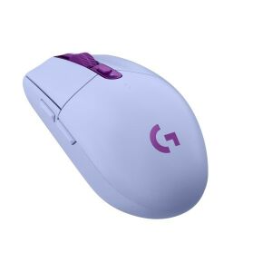 Szögletes nézet a Logitech G305 Lightspeed lila vezeték nélküli gamer egérről - Egér