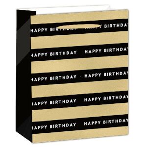 IRIS Happy Birthday Ajándéktasak - Fekete/Arany, 18x23 cm 135015841 - Művészet & Hobbi
