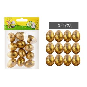 IRIS dekor tojás 12db arany színű 3x4cm 135021422 - Szezonális dekoráció