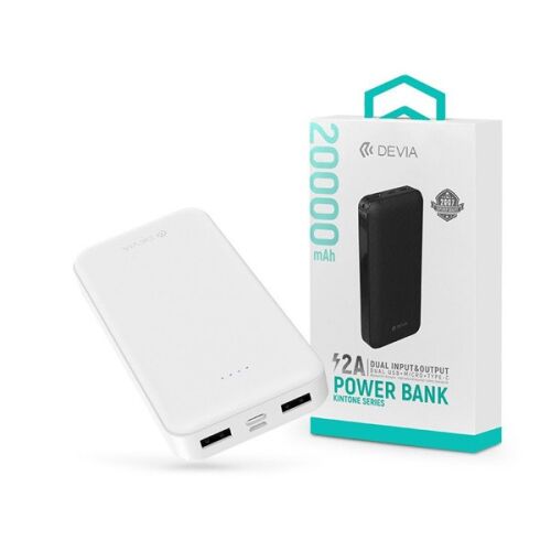 Devia ST354656 Kintone Series V2 - 2xUSB + Type-C + microUSB 20.000 mAh fehér power bank 135031235